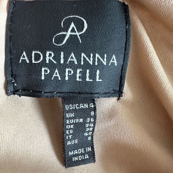 ADRIANNA PAPELL Rose Gold Sequin Dress sequins mini size 4 s off shoulder - Picture 6 of 8